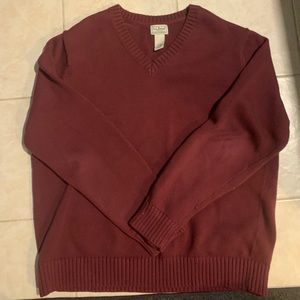 Ll Bean Mens XL-REG Red Pullover V-neck Sweater